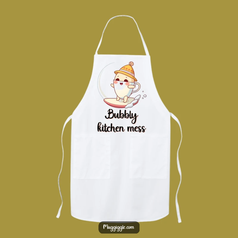 Kitchen Whimsy Funny Apron: Teacup Bubble Surfer, Humorous Cook Gift