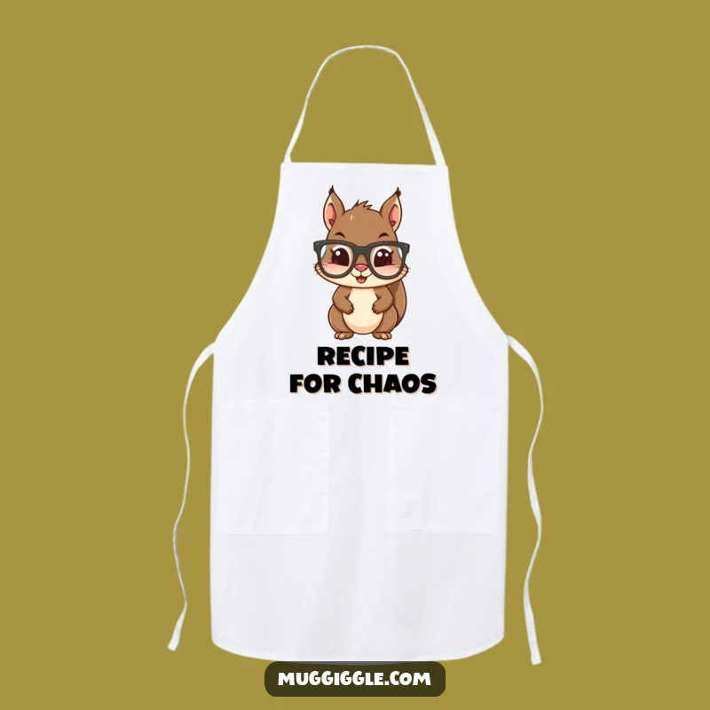 Funny Squirrel Glasses Apron - Cook with Woodland Charm!