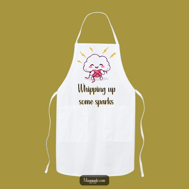 Funny Cloud Knitting Lightning Apron - Cook Up a Storm with Laughs!