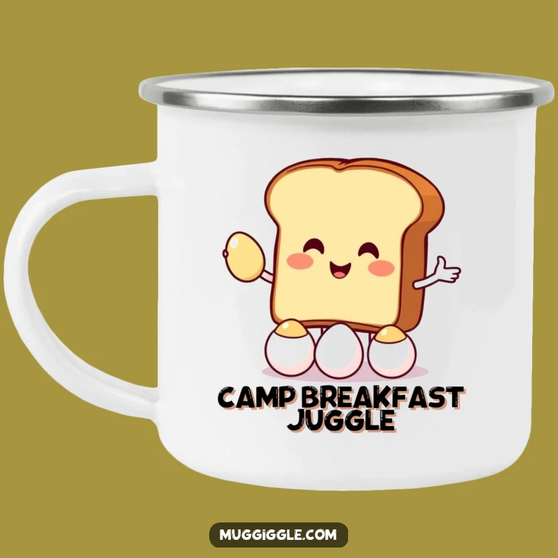 Funny Juggling Toast Camping Mug: Breakfast Fun on the Go