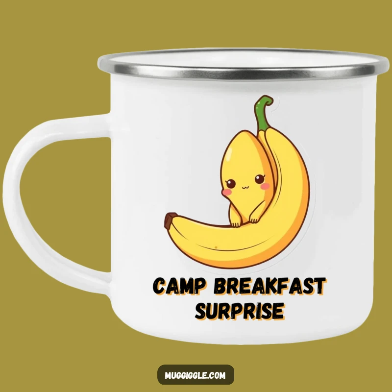 Funny Banana Peel Camping Mug: Curious Character - Outdoor Fruit Fun Gift