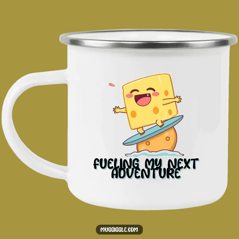 Funny Surfing Cheese Camping Mug - Cracker Wave Drinkware, Gag Gift