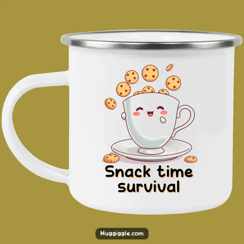 Funny Camping Mug: Humorous Teacup Cookie Juggling Cup for Sweet Adventures