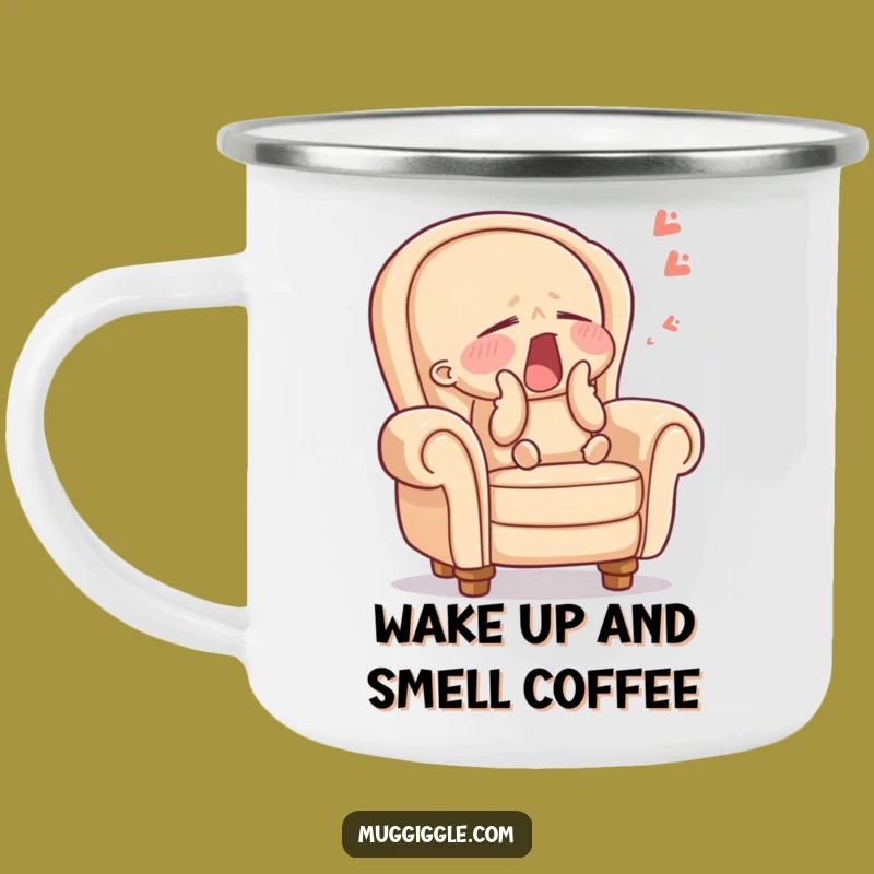 Funny Campfire Armchair Mug: Sleepy Character Adventure Cup, Perfect Funny Gift