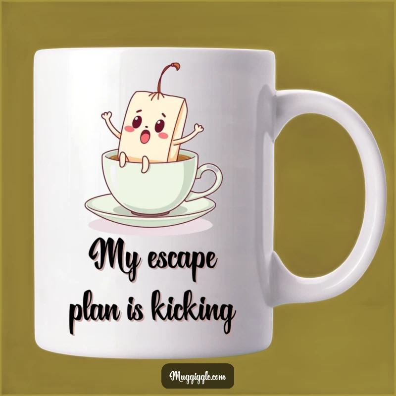 Funny Surprised Teabag Mug: Hilarious Kicking Legs in Teacup Present