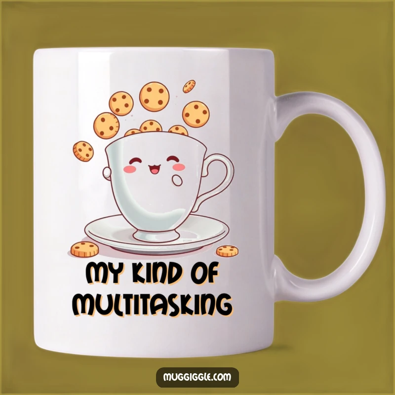 Funny Teacup Mug: Humorous Cookie Juggling Gift for Tea and Treat Lovers