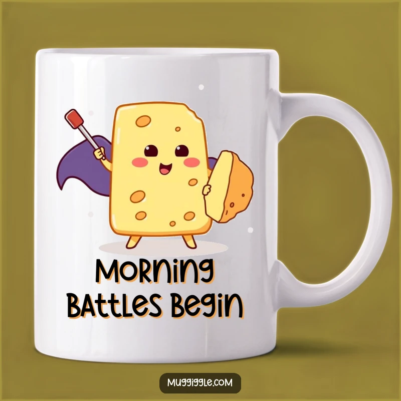 Funny Cheese Hero Mug: A Brave Cheese Fighting a Crumb, Epic Funny Gift