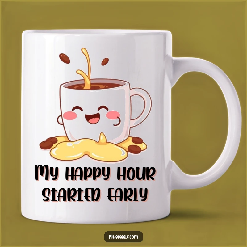 Funny Coffee Mug Spilling Joy: A Giggling Character's Decorative Delight Mug