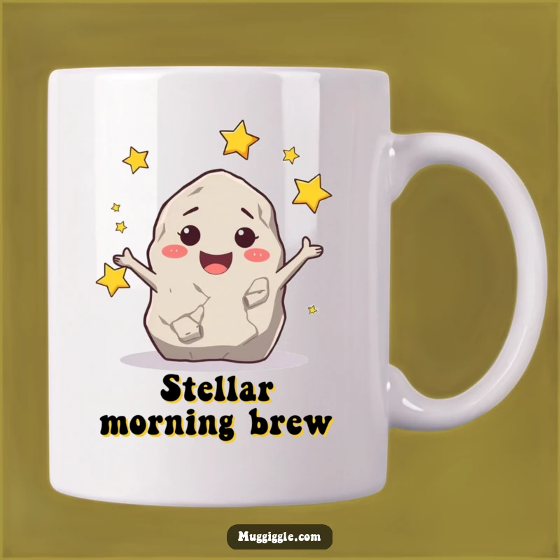 Funny Smiling Rock Juggling Stars Mug: Uplifting Gift for Joyful Souls