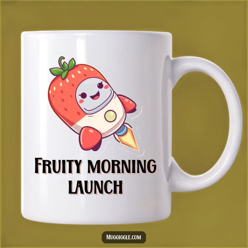 Strawberry Rocket Funny Mug: Cute Space Adventure, Humorous Gift for Kids