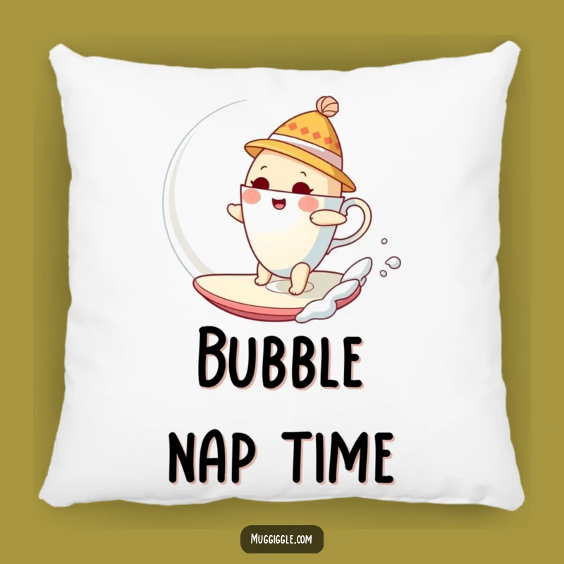 Bubbly Fun Funny Pillow: Teacup Adventure Accent, Humorous Decor