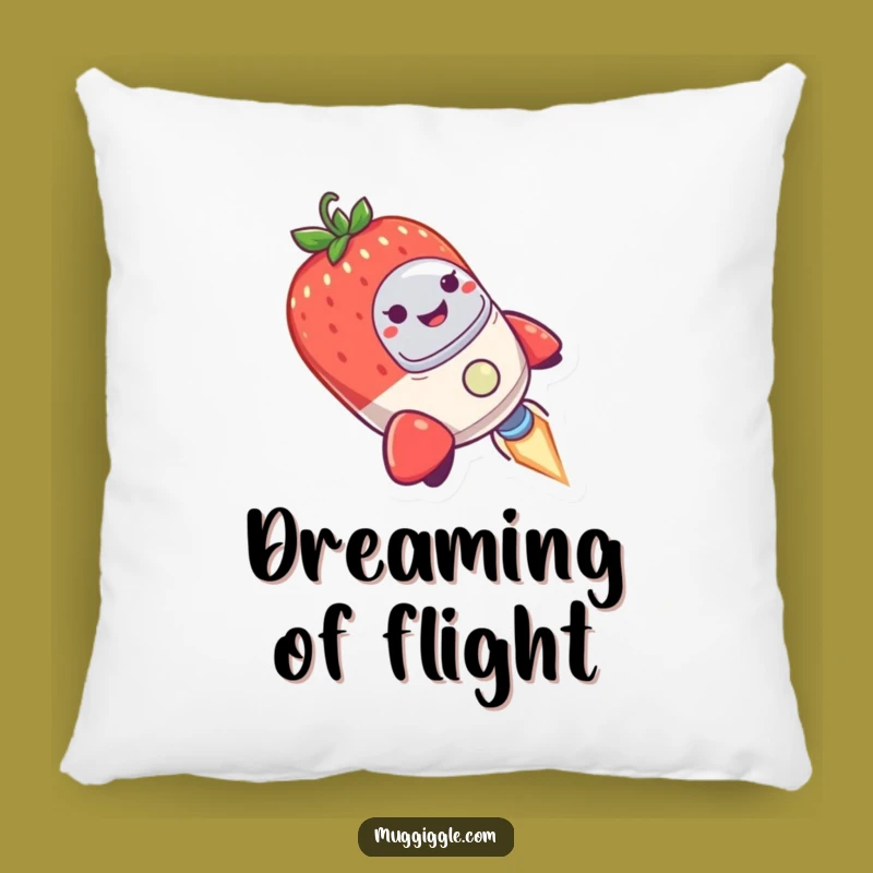 Cosmic Berry Funny Pillow: Strawberry Rocket Accent, Humorous Bed Decor