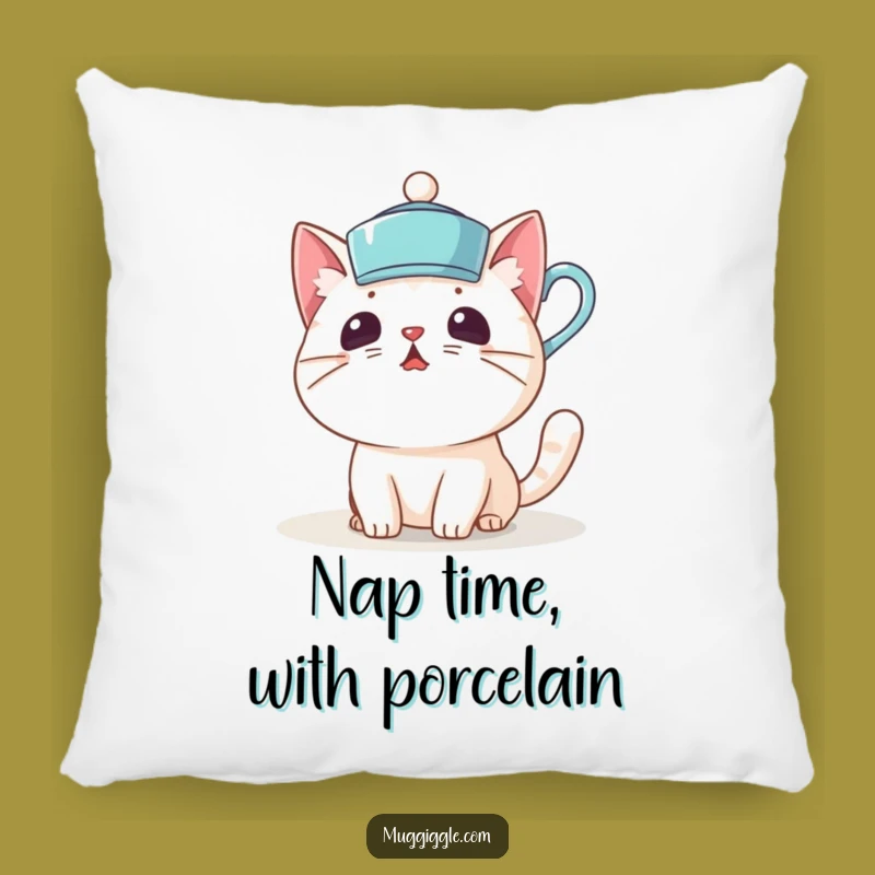 Funny Cat Teacup Pillow: Cozy Comfort with a Surprised Kitty Design