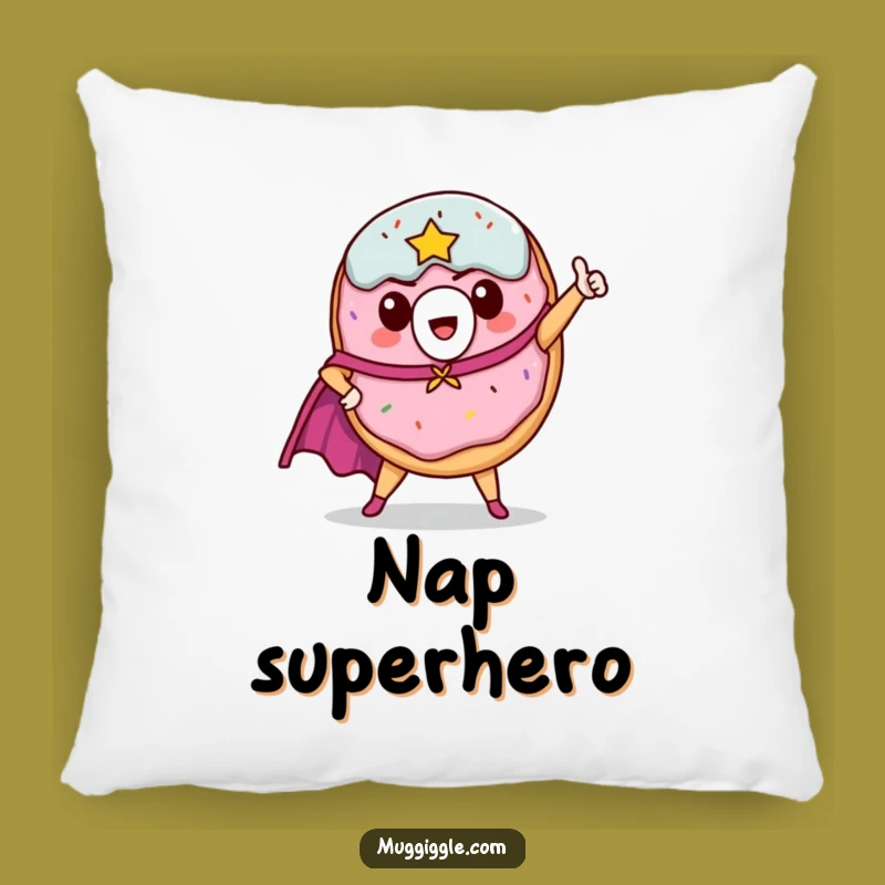 Funny Donut Hero Pillow: Comfy Cuddles with a Side of Superhero Giggles