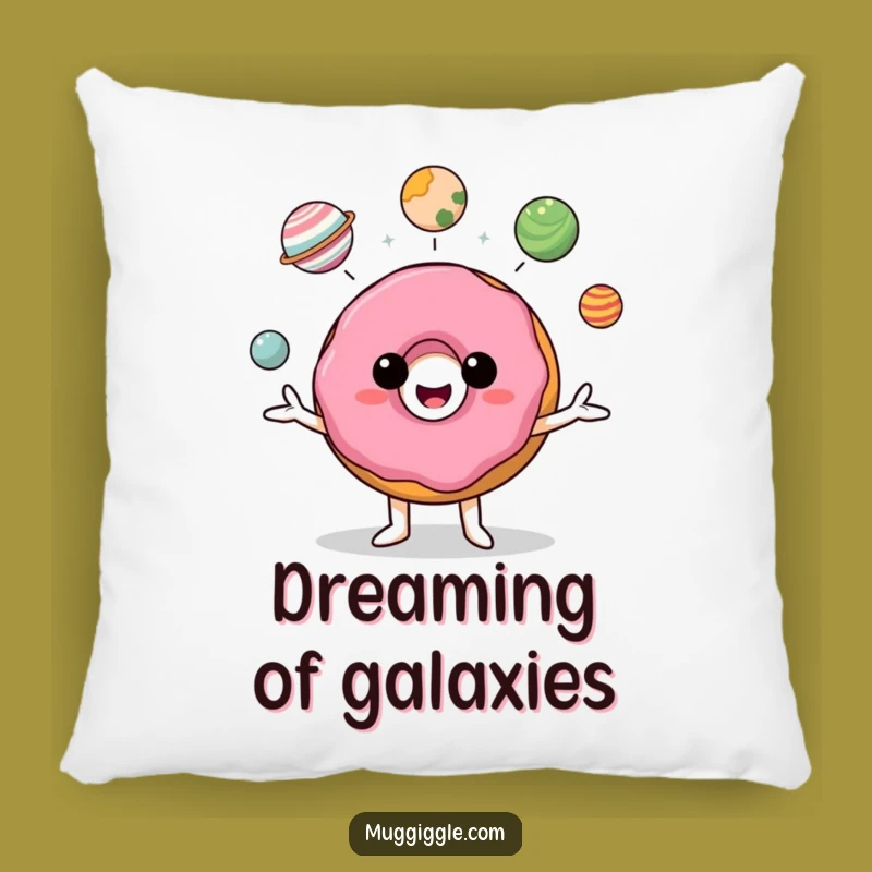 Funny Donut Planet Juggler Pillow: Cozy Cosmic Comfort and Laughter