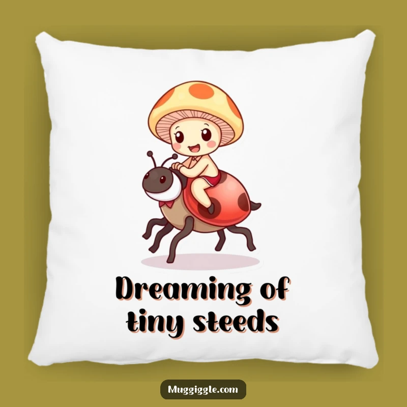 Funny Mushroom Ladybug Pillow: Cozy Delighted Cartoon Comfort