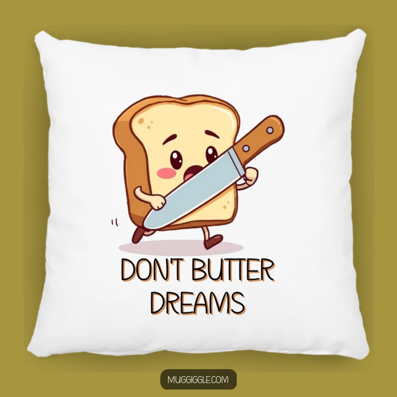 Funny Toast Chase Pillow - Cozy Cartoon Breakfast Character Throw Pillow