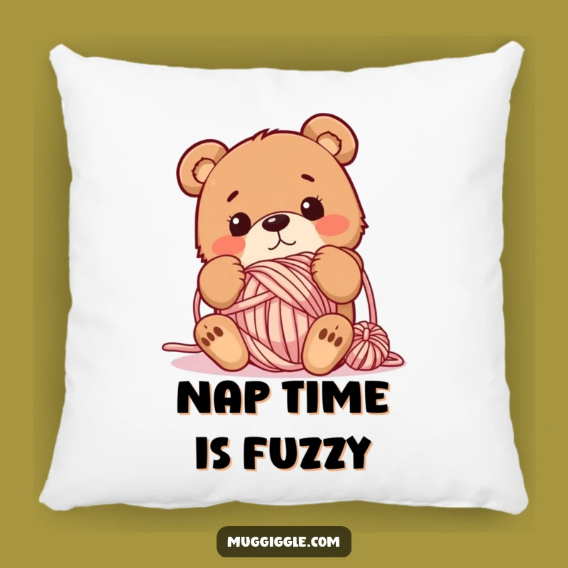 Funny Clumsy Bear Yarn Pillow: Cozy Tangled Character - Comforting Whimsical Decor Gift