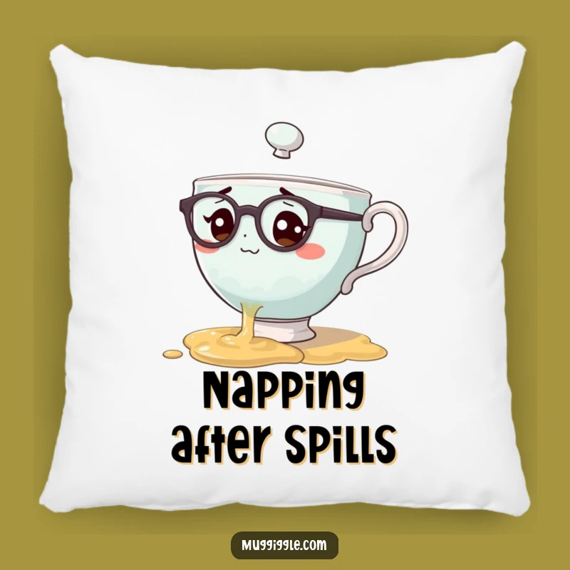 Funny Bewildered Teacup Spill Pillow A Comfy Clumsy Gift