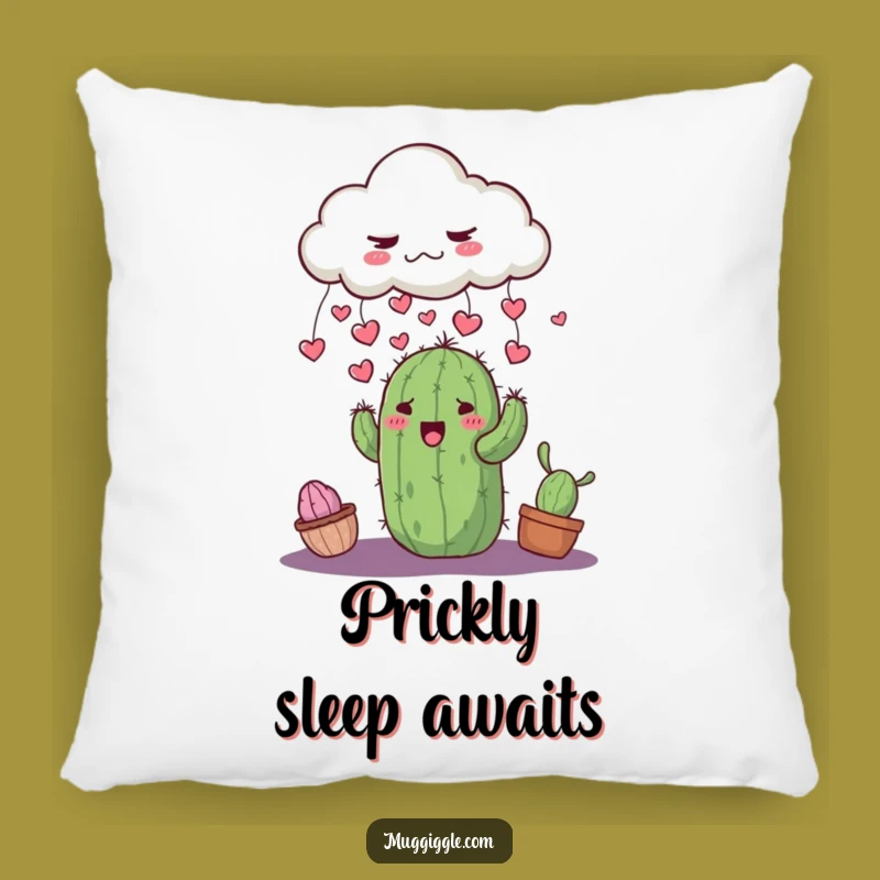 Funny Grumpy Cloud Cactus Pillow: Cozy & Cute Heart Rain Cushion