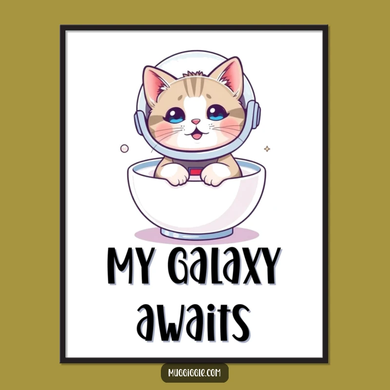 Funny Astronaut Cat Digital Art - Galactic Wall Decor!
