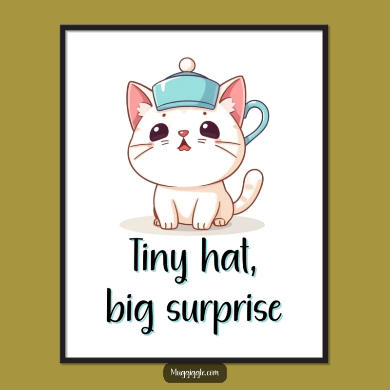 Funny Cat Teacup Digital Print: Instant Surprised Kitty Art for Walls