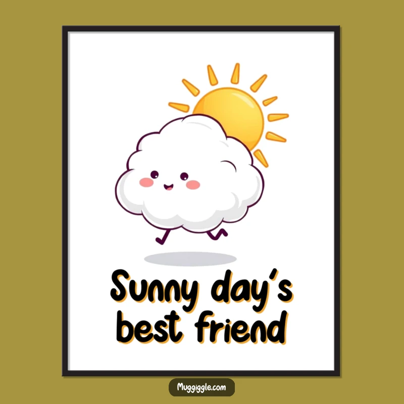 Funny Cloud Digital Art Print: Playful Sun Chase Decor Gift