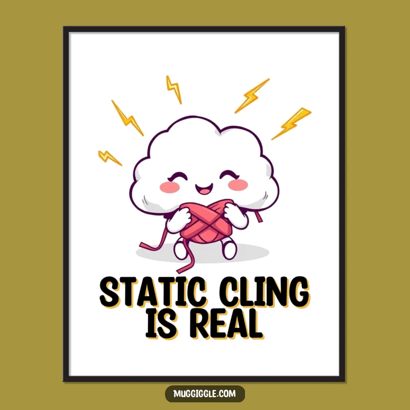 Funny Cloud Knitting Lightning Digital Art - Instant Download for Humorous Decor!