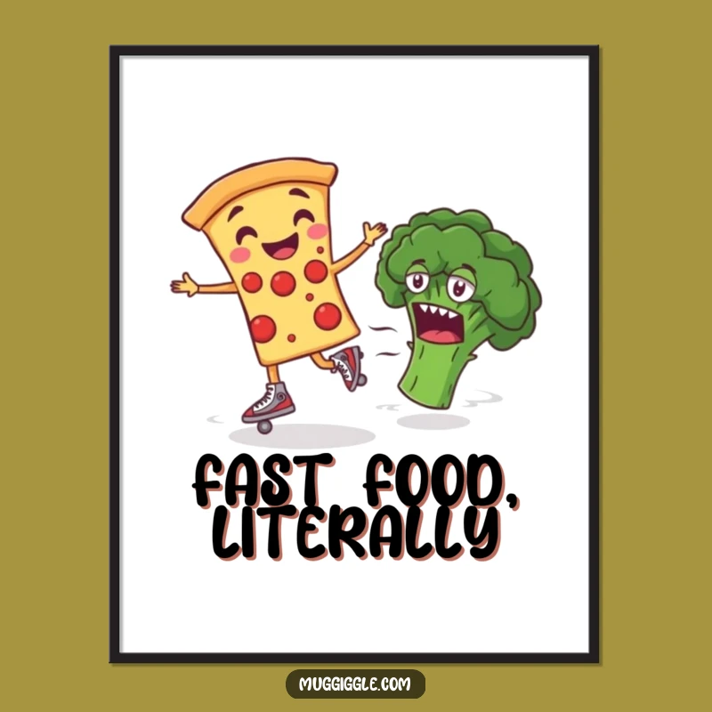 Funny Pizza Roller Skate Digital Art: Instant Humorous Decor for Food Lovers
