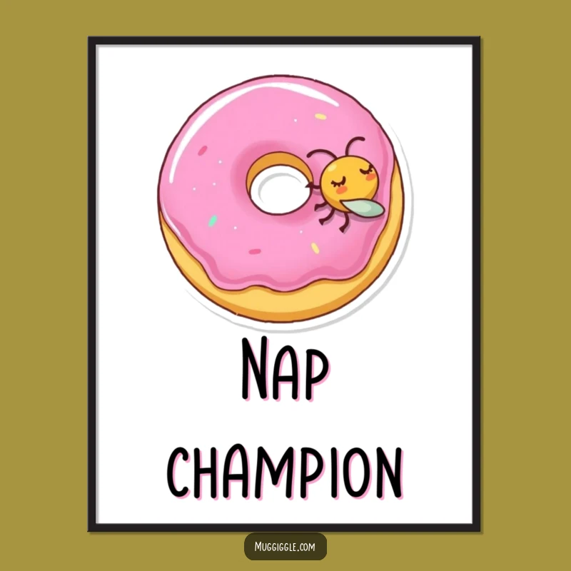 Funny Sleeping Donut Fly Digital Art: Whimsical Decor for Walls, Amazing Funny Gift!