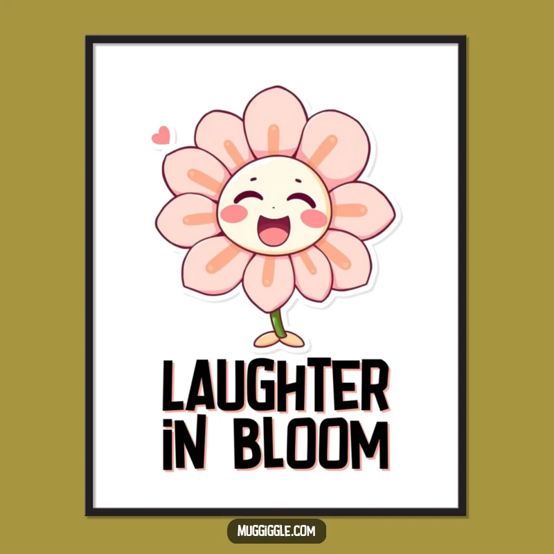 Funny Singing Flower Digital Art: Laughter Petals Happy Print