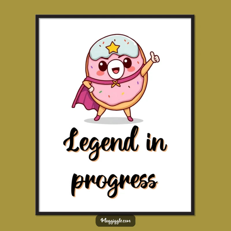 Funny Donut Hero Digital Art: Instantly Downloadable Superhero Cheer