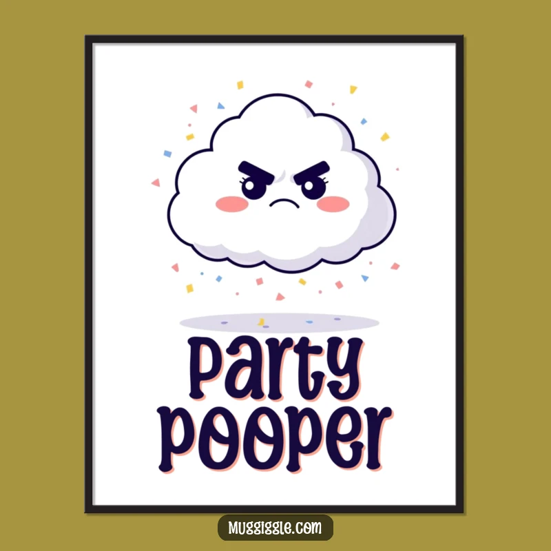 Funny Grumpy Cloud Confetti Digital Print: Cheerful Wall Art Download