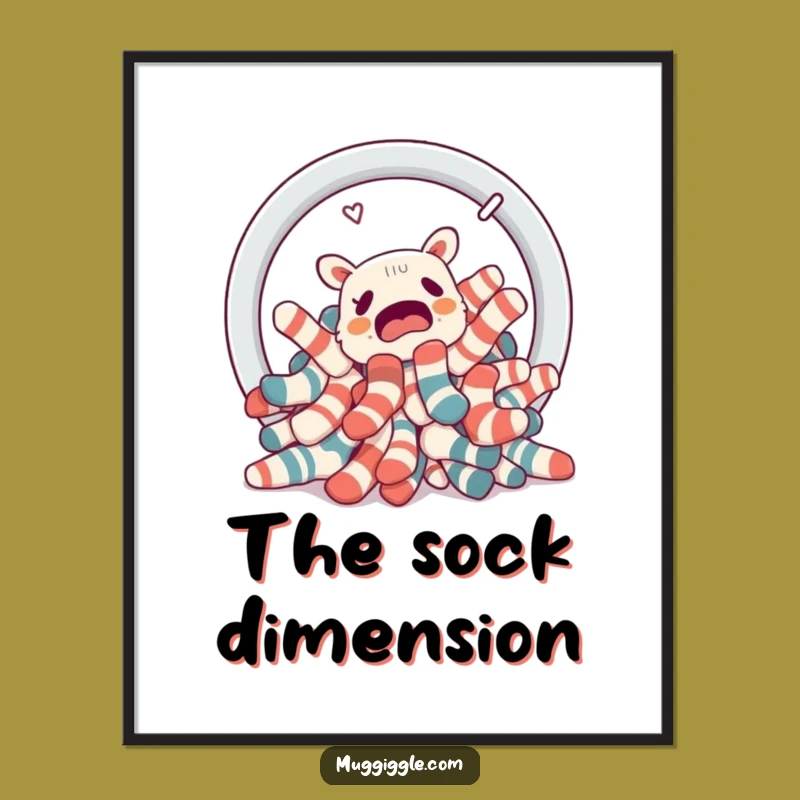 Funny Lost Socks Digital Art: Laundry Portal Printable Wall Decor