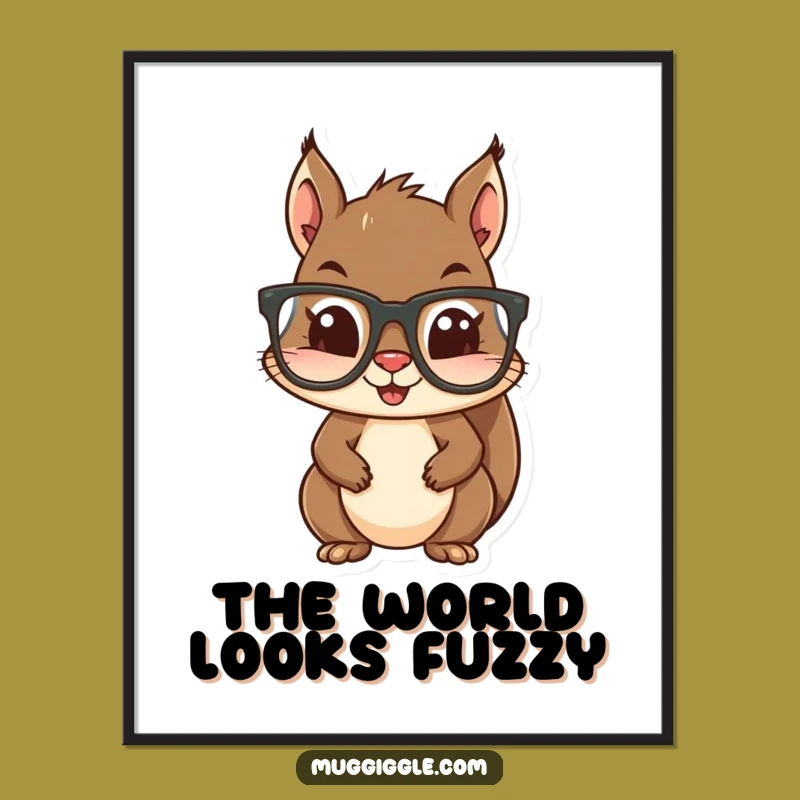 Funny Squirrel Glasses Digital Art - Whimsical Woodland Wall Decor!