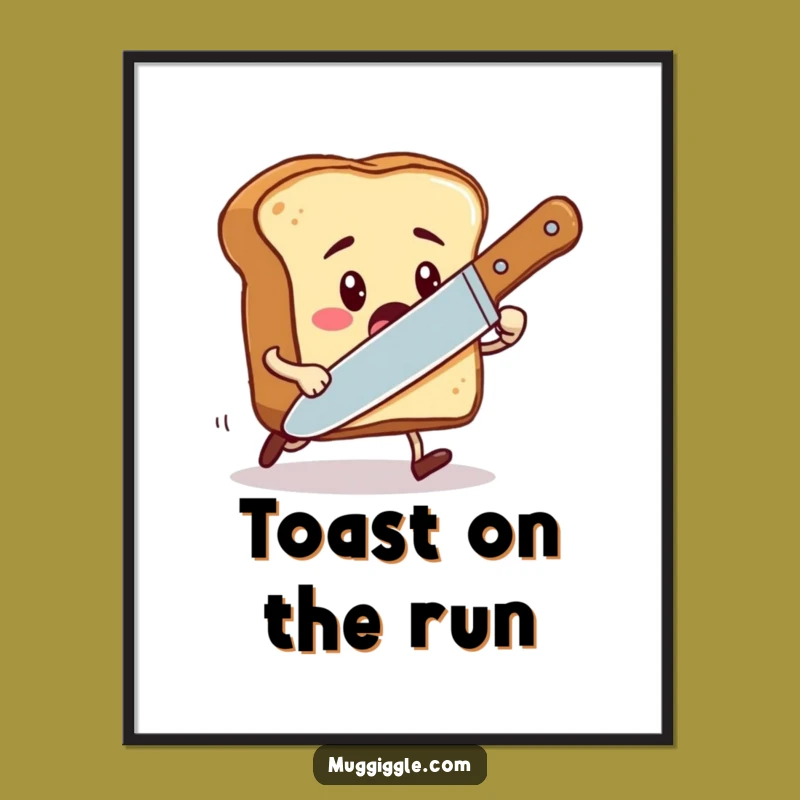 Funny Toast Chase Digital Art - Breakfast Character Decor Print