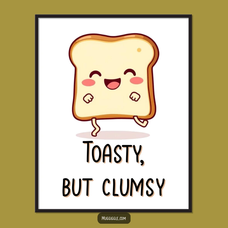 Funny Toast Trip Digital Art: Comical Happy Toast Printable Wall Decor