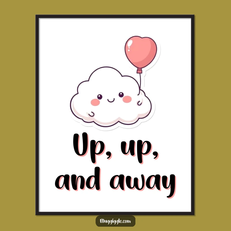 Funny Cloud Balloon Digital Print: Instant Whimsical Art for Walls