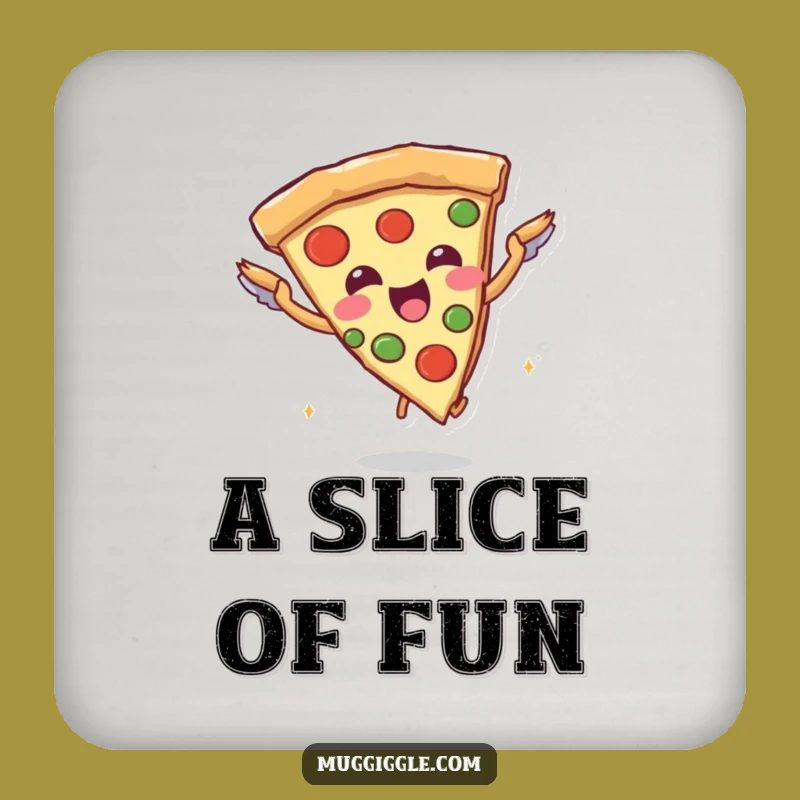 Funny Pizza Flying Coaster: Joyful Slice Character - Protect Surfaces Foodie Gift