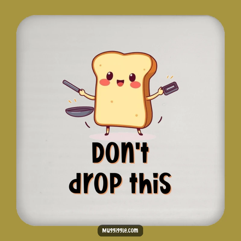 Funny Toast Juggling Pans Coaster: Protect Surfaces with Breakfast Flair!