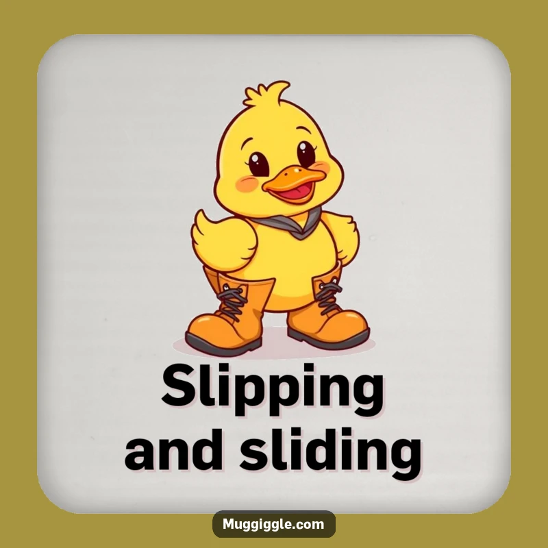 Funny Clumsy Duck Boots Coaster: Protect Surfaces with Humor