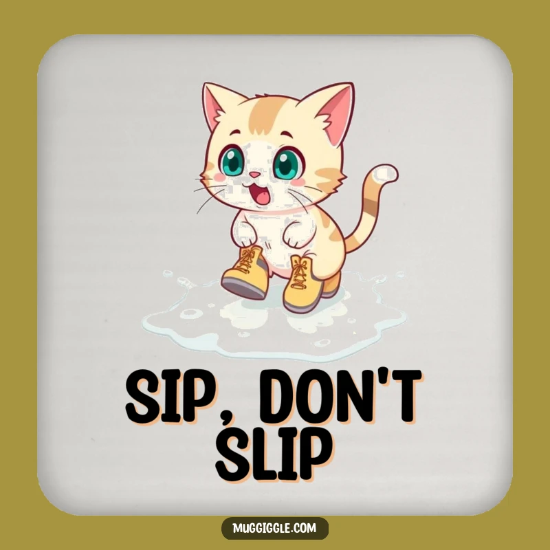 Funny Coasters: Boots Kitty Milk Spill Set for Humorous Table Protection