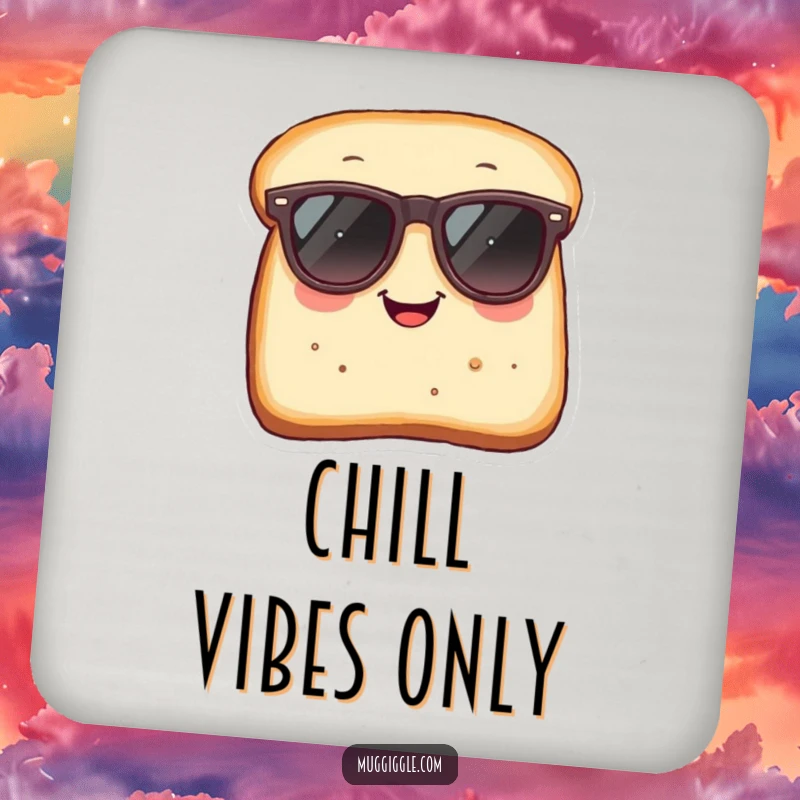 Funny Coasters: Smiling bread slice with oversized sunglasses, adding humorous protection to surfaces.