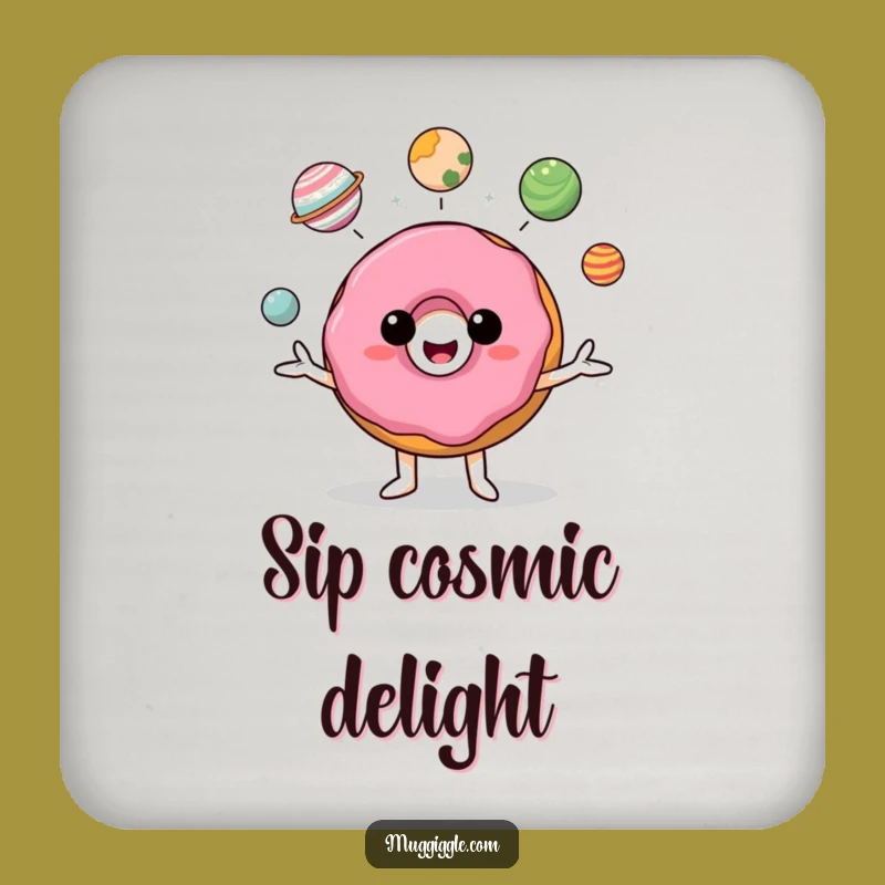 Funny Donut Planet Juggler Coaster Set: Protect Surfaces with Cosmic Humor