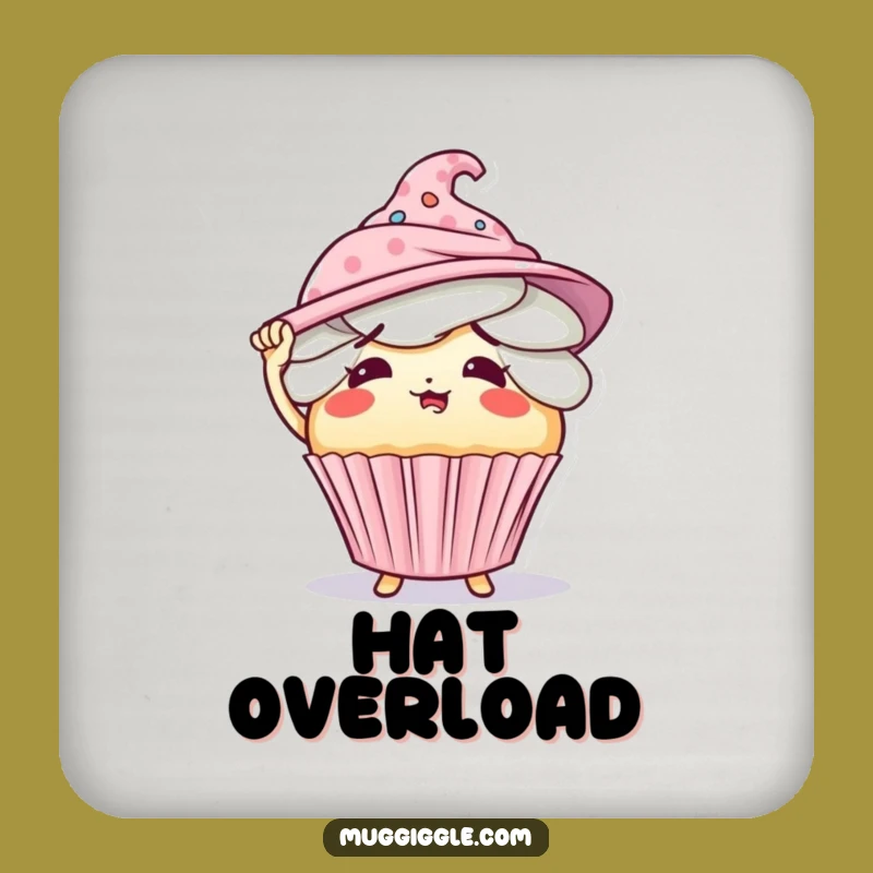Funny Flustered Cupcake Wearing Hats Coaster - Protect Surfaces Funny Gift