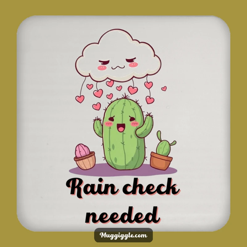 Funny Grumpy Cloud Cactus Coaster: Cute Heart Rain Protection
