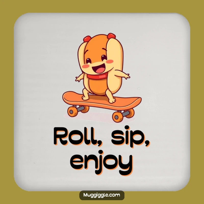 Funny Hot Dog Skateboarder Coaster A Wild Ride Table Gift