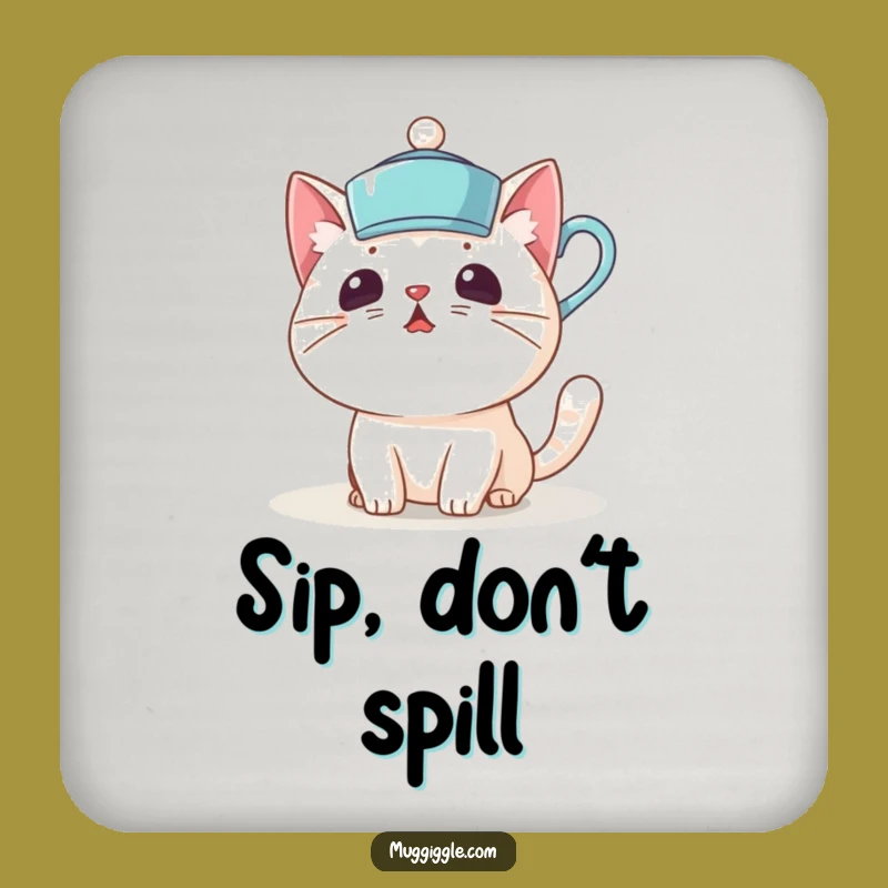 Funny Cat Teacup Coaster: Protect Surfaces with Surprised Kitty Charm