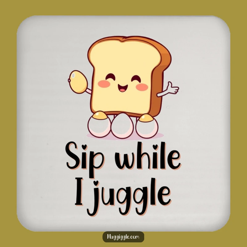 Funny Juggling Toast Coaster: Protect Surfaces with Breakfast Humor