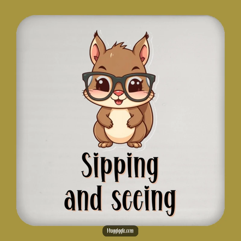 Funny Squirrel Glasses Coaster - Protect Surfaces with Woodland Charm!